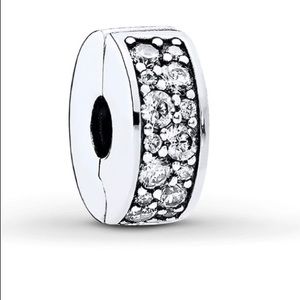 Authentic Pandora Clear Pavé Clip Charm Set of 2
